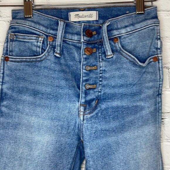 MADEWELL 10” High Rise Skinny Light Wash Button Fly Women’s Jeans size 23 - Picture 2 of 8